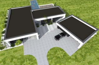 Projekt domu rezydencji parterowej z dachem płaskim